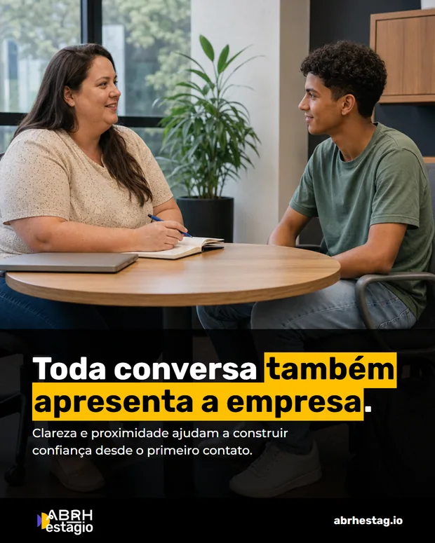 Card ABRH Estágio: toda conversa também apresenta a empresa